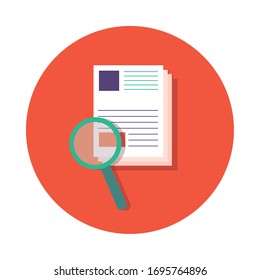 paper with magnifying glass block and flat style vector illustration design