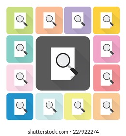 Paper with magnifying glass Icon color set vector illustration.