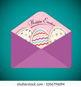 Paper mail envelope with a Easter Egg, vector