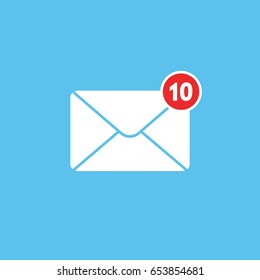 Paper mail in flat on a blue background