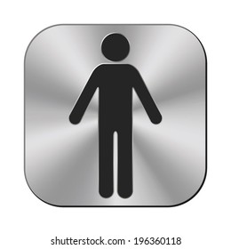 paper man icon - vector metal button