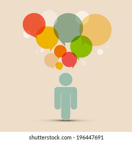 Paper Man Illustration with Empty Speech Bubbles