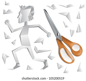 Paper man and scissor