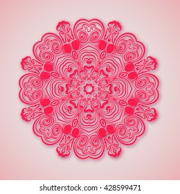 Paper mandala. Pink background.