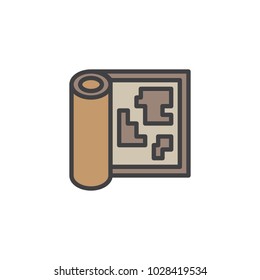Paper map filled outline icon, line vector sign, linear colorful pictogram isolated on white. Cartography symbol, logo illustration. Pixel perfect vector graphics