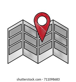 paper map with gps pin icon image 