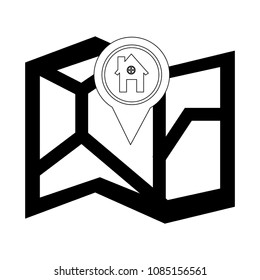 paper map guide with house icon