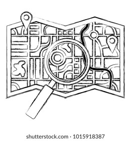 paper map guide with magnifying glass