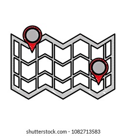 paper map guide with pin location isolated icon