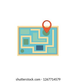 paper map guide with pin location