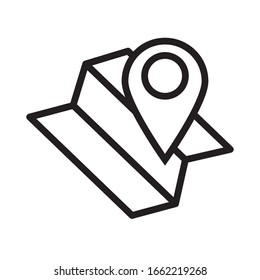paper map guide with pin location line style icon vector illustration design