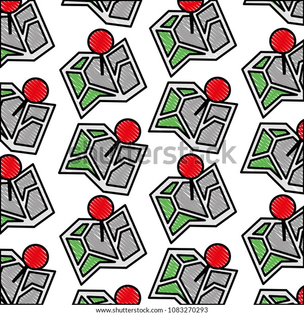 Paper Map Guide Pin Location Pattern Stock Vector (Royalty Free ...