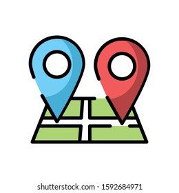 paper map guide with pins location icon vector illustration design