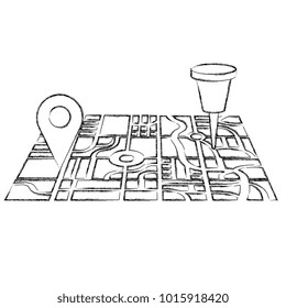 paper map guide with pins markers
