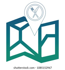 paper map guide with signal restaurant icon