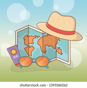 paper map guide with travel vacations items