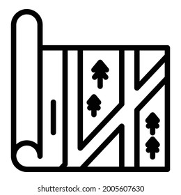 Paper map icon. Outline paper map vector icon for web design isolated on white background