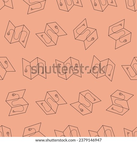 Paper map line art seamless pattern. Suitable for backgrounds, wallpapers, fabrics, textiles, wrapping papers, printed materials, and many more.