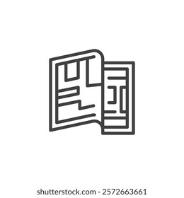 Paper map line icon. linear style sign for mobile concept and web design. A folded map outline vector icon. Symbol, logo illustration. Vector graphics