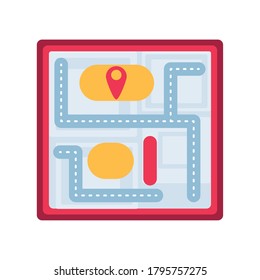 ubicación del mapa de papel en el diseño de ilustraciones vectoriales de fondo blanco