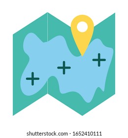 paper map military force line and fill style icon vector illustration design