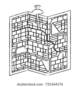 paper map with pin location