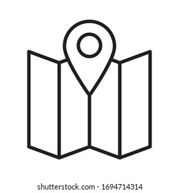 paper map with pin location line style vector illustration design