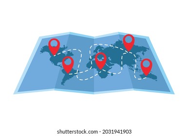 paper map with pins location icon