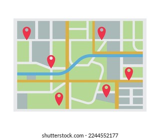 paper map with pins locations