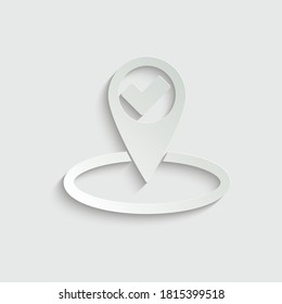 Kartenzeichen auf Papier GPS-Symbol