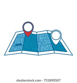paper map with pointer location isolated icon