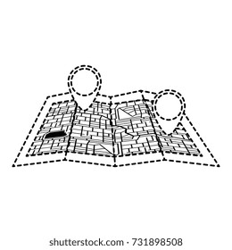 paper map with pointer location isolated icon