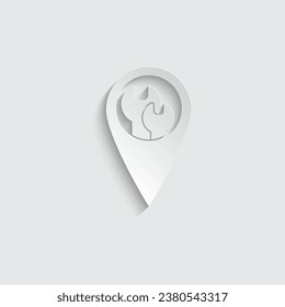 paper map pointer with repair sign icon 
