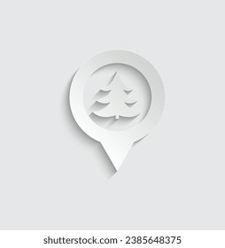 paper map pointer with trees icon christmas tree forest sign