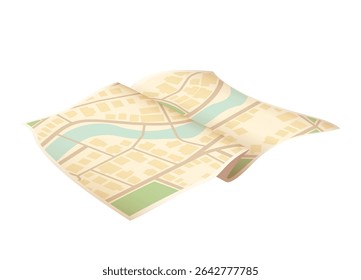 Mapa com estradas e parques. Gps da rua local navegam. Conceito de navegação. Plano de distância geográfica. Ilustração vetorial sobre fundo branco