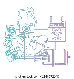 paper map with travel around world icons