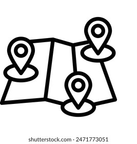Paper Map Vector Line Icon design