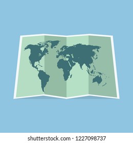 Paper map of the world. Vector illustration. Flat design for business financial marketing banking advertising web concept cartoon illustration.