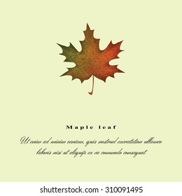 Paper maple leaf, isolated on yellow  background. 
There is blank place for your text. Vector illustration
