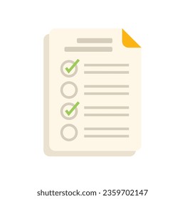 Paper mark test icon flat vector. Exam answer. Form sheet isolated