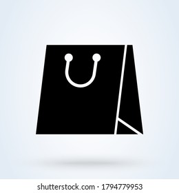Paper market bag or Shopping bag vector illustration. Flat style Grocery bag icon.