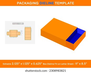 Paper match box, Dieline Template, 2.125 x 1.125 x 0.625 inch SVG, Ai, EPS, PDF, DXF,  JPG, PNG svg