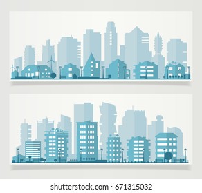 Ökologische Stadt mit Papiermaterial, zwei Banner