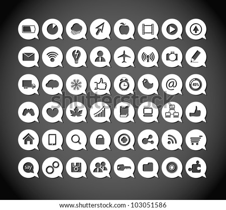 Paper media icons in clouds