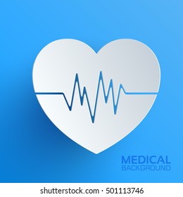 paper medical heart vector background concept. Illustration tamplate for web and mobile