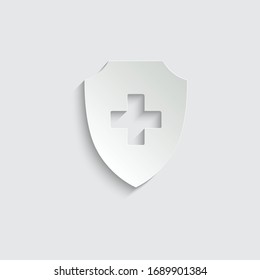 paper Medical shield icon.  Medical protection sign