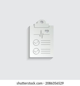 papel medicina cardiograma icono información médica vectorial informe de examen del corazón latido icono