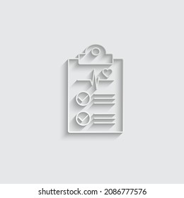 Papier-Arzneimittel-Karton-Dokument Symbol Vektorsymbol Medizinischer Informationsbericht Prüfungszeichen Herzschlag Symbol
