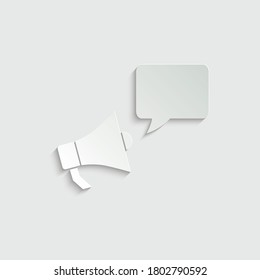 paper megaphone icon with bubble speech icon