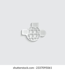 Icono de mensaje de papel. Señal de chat de teléfono móvil, conexión terrestre global de estilo de línea
